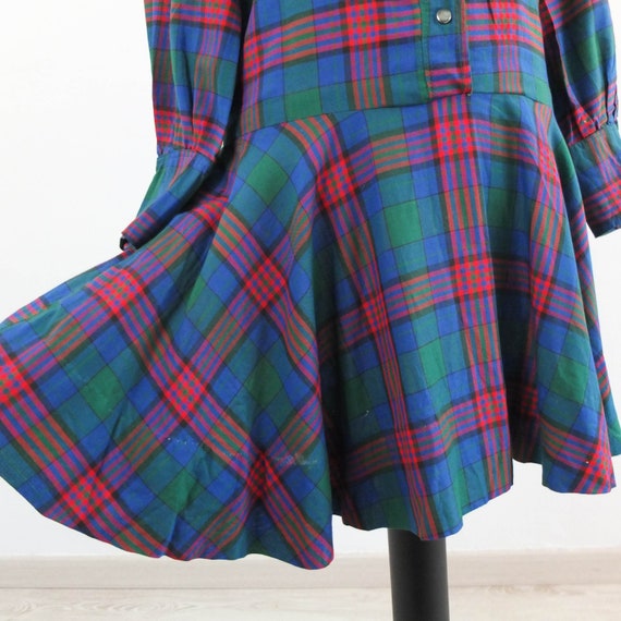 Vintage 70s drop waist plaid pleated dress, 70s m… - image 10