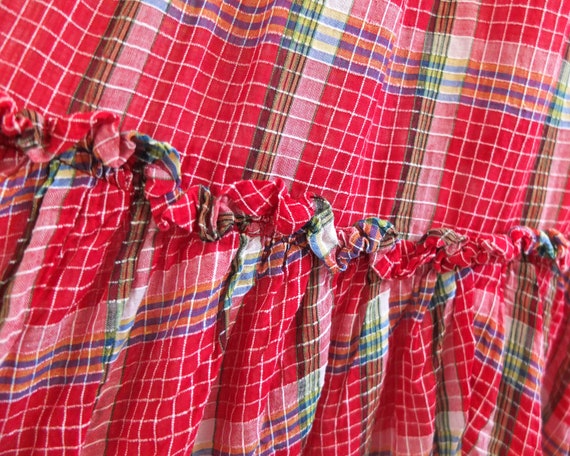 Vintage 70s red prairie maxi skirt, 70s cotton pl… - image 5