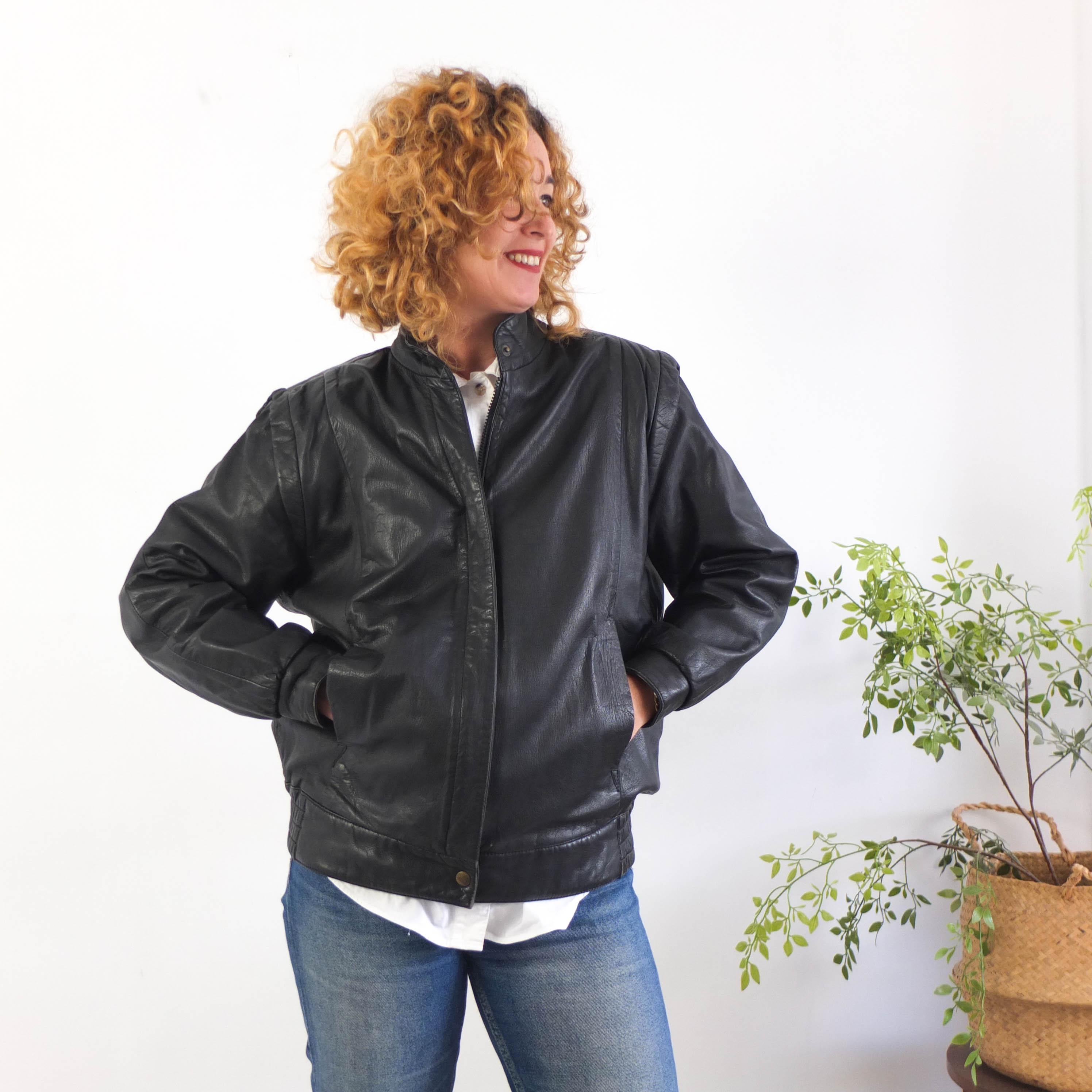 80s Leather Bomber - Etsy