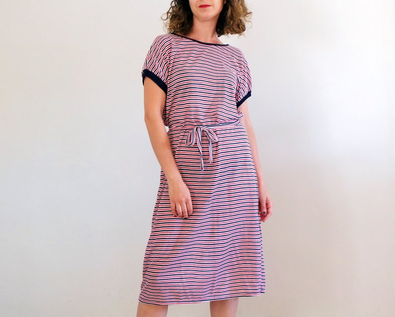 pink and white striped sundress