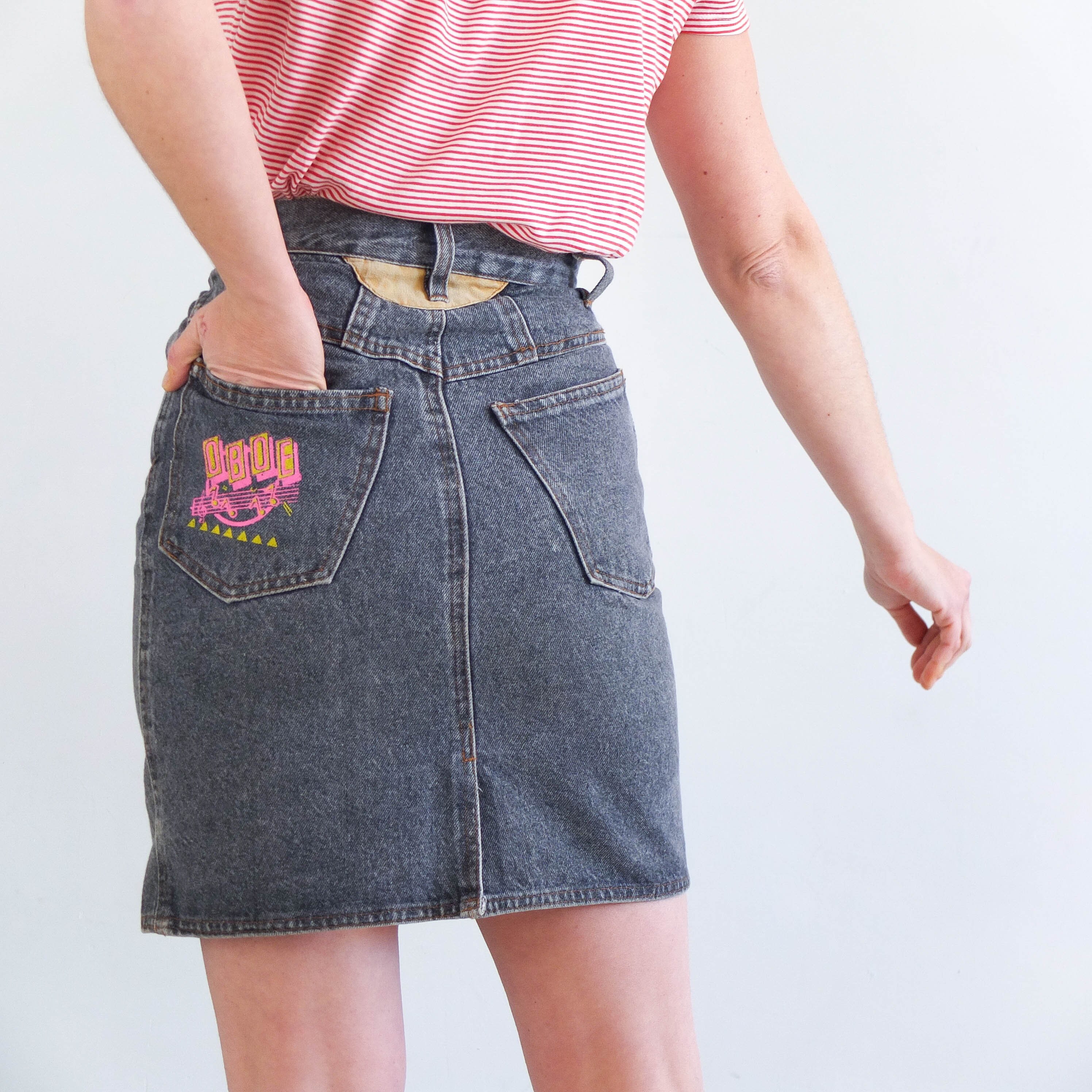 black denim skirt 90s
