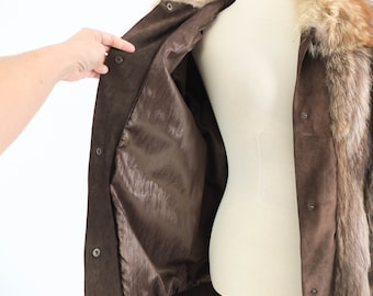 ヴィンテージ80年代本革＆ファーコートレディース、80年代オーバー