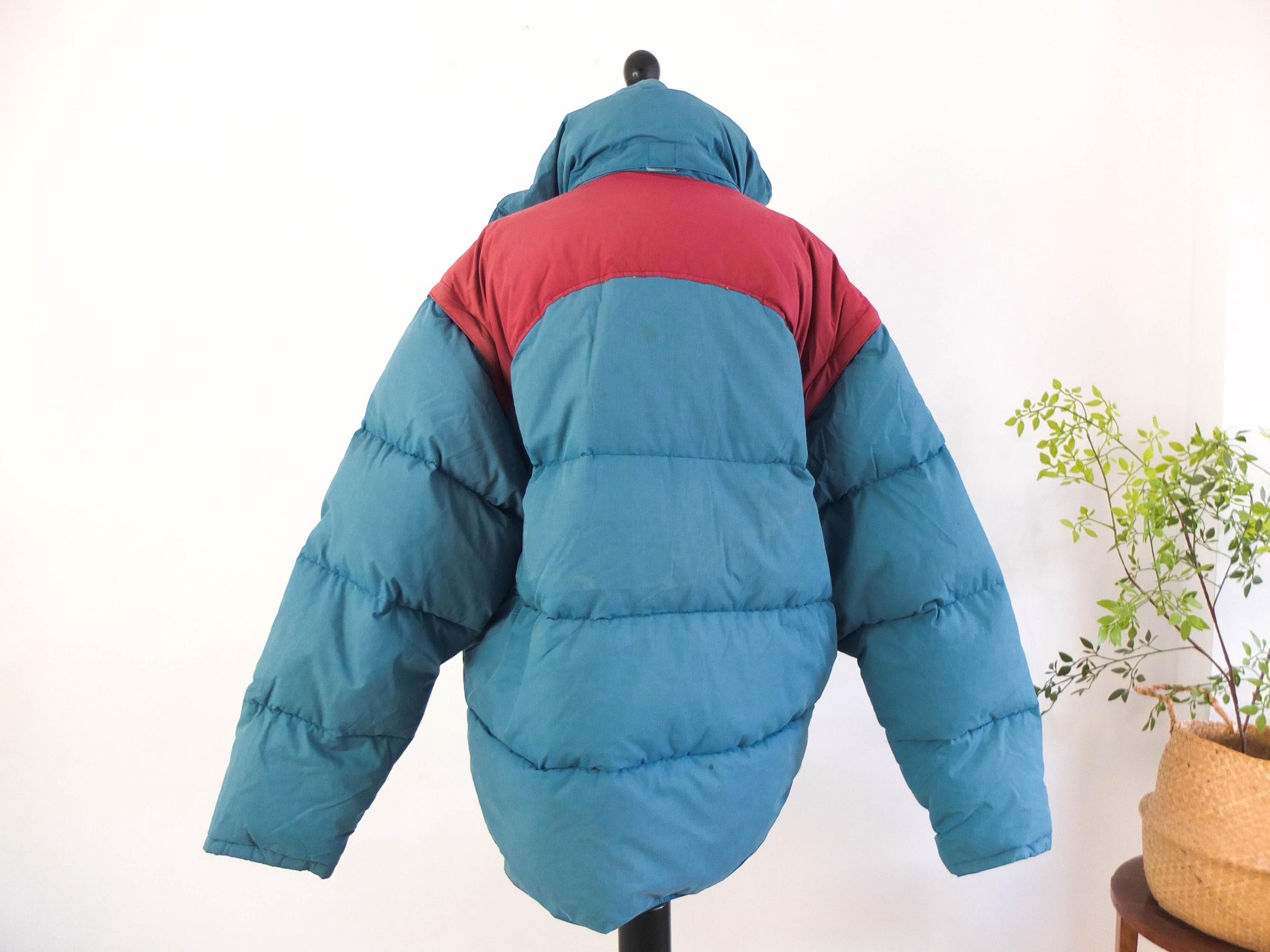 Vintage 90s Crop Puffer Jacket, 1990s Color Block Ski Puffer 