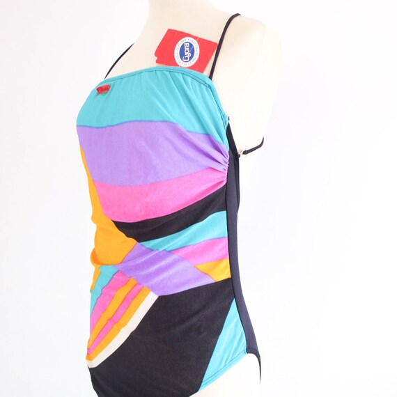 Vintage 80s One Piece Swimsuit 80s Women Swimsuit Colorful Etsy Uk