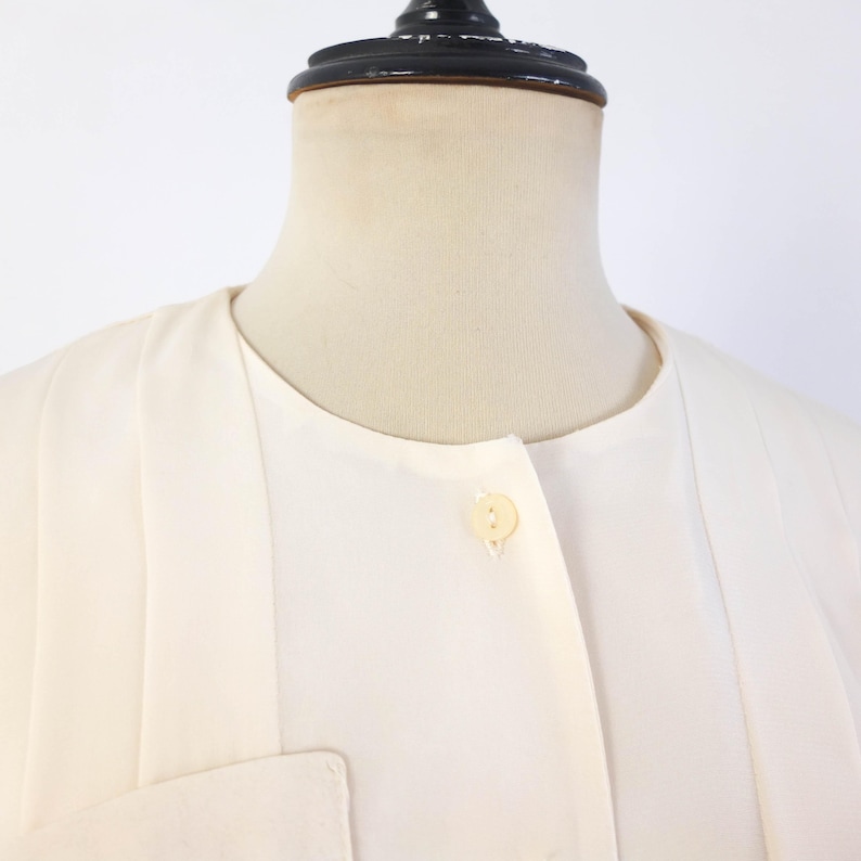 Vintage 80s White Pleated Blouse, 80s Secretary White Blouse With Puff ...