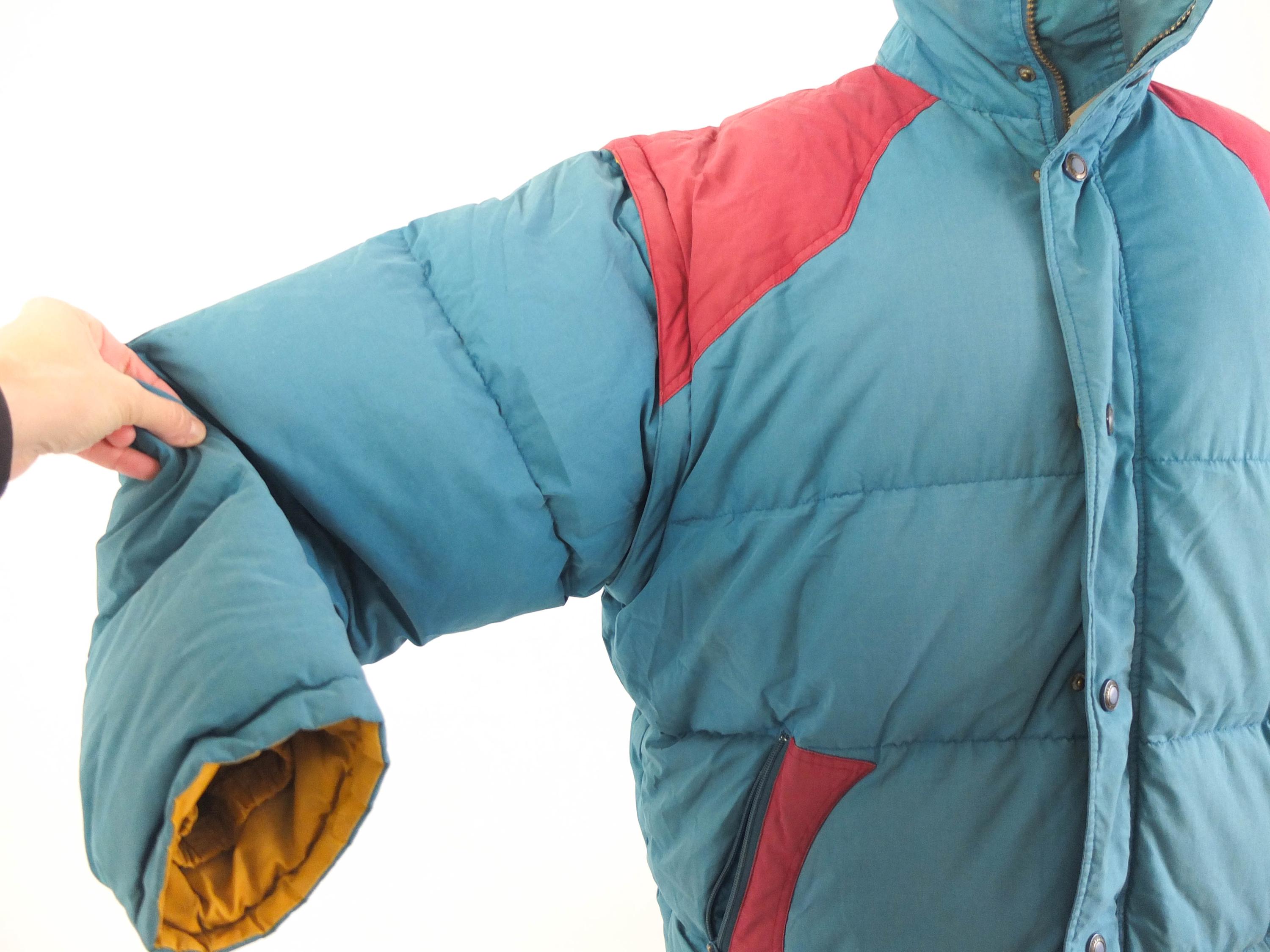 Vintage 90s Color Block Puffer Jacket, 1990s Retro Ski Puffer 