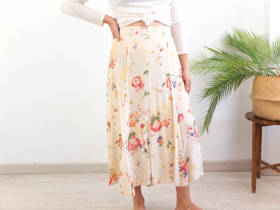 zip floral maxi skirt