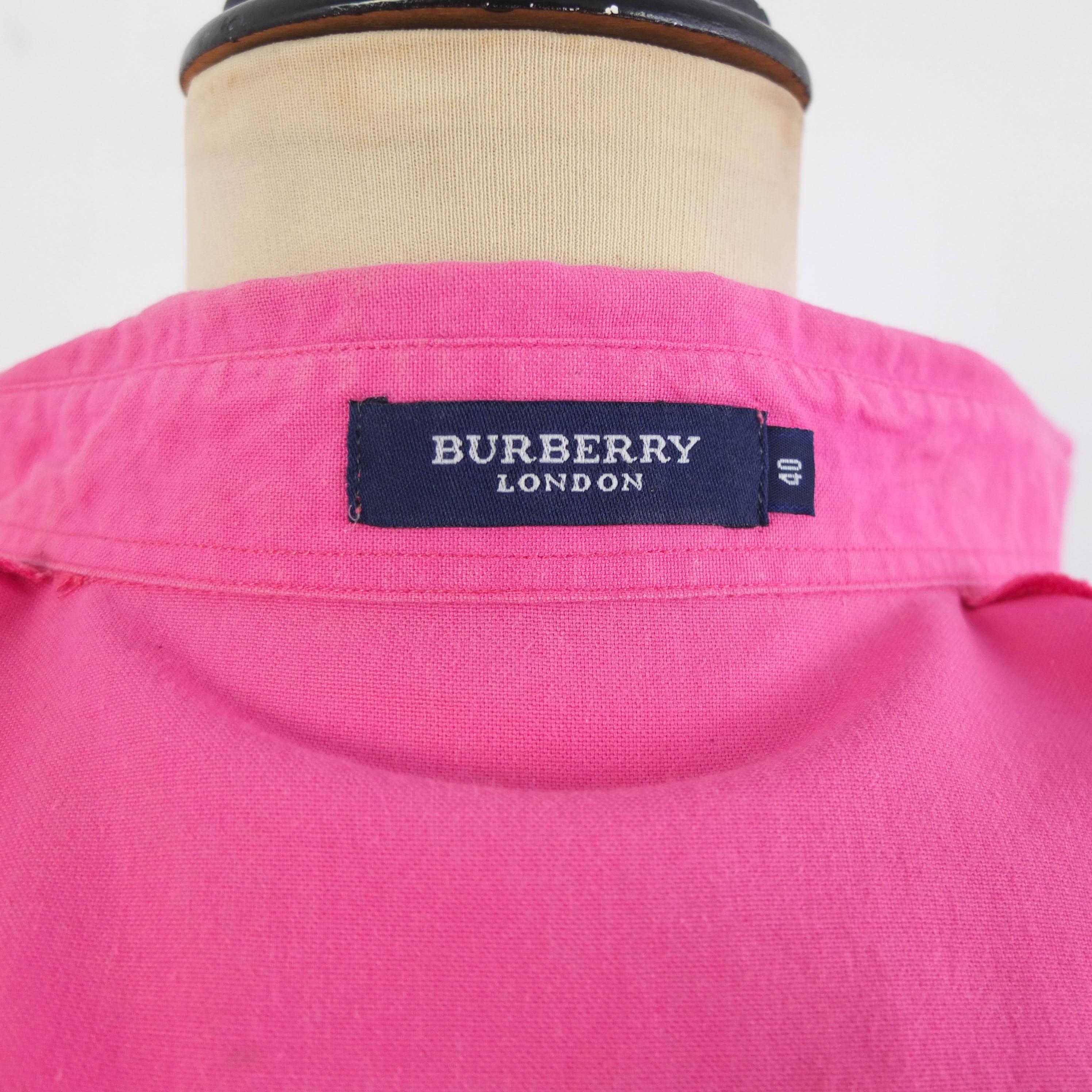 Vintage 90s Burberry Pink Shirt Women, 1990s Burberry London Nova 