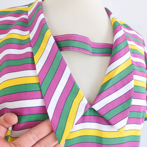 Vintage 80s summer striped dress short sleeve, Vi… - image 6