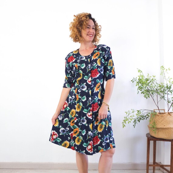 トリートユアセルフFloral vintage like dress ZARA NEW WOMAN SS24 BLACK/YELLOW FLORAL PRINT MIDI DRESS REF