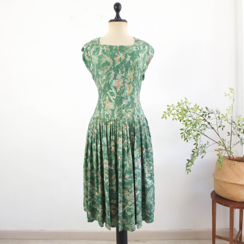 Conjunto vintage de los años 80 con vestido y chaqueta floral, conjunto de dos piezas de vestido de verano con chaqueta ligera de los años 80, traje de cárdigan a juego de los años 80 XL 2XL imagen 17