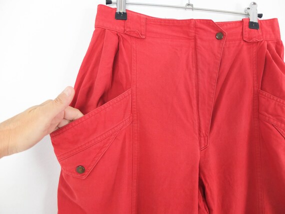 Vintage 80s red high waist pants, 1980s red cotto… - image 7