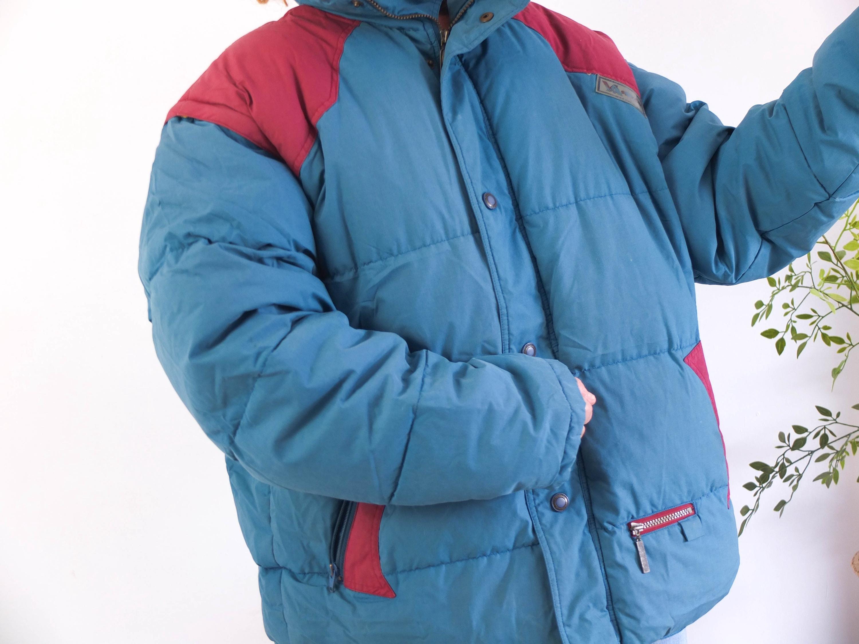 Vintage 90s Crop Puffer Jacket, 1990s Color Block Ski Puffer 