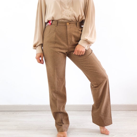 Vintage Camel Brown Wool Trousers 