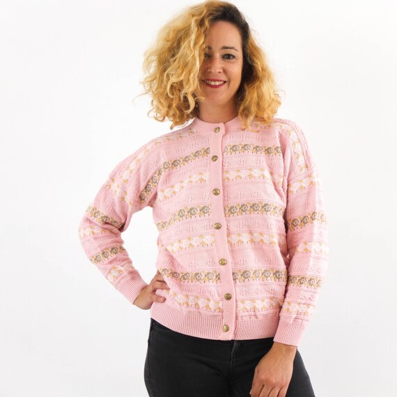 Vintage Pink Floral Cardigan Vintage 