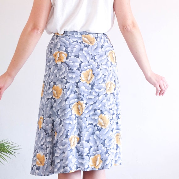 Vintage preppy floral a line skirt, Summer high w… - image 2
