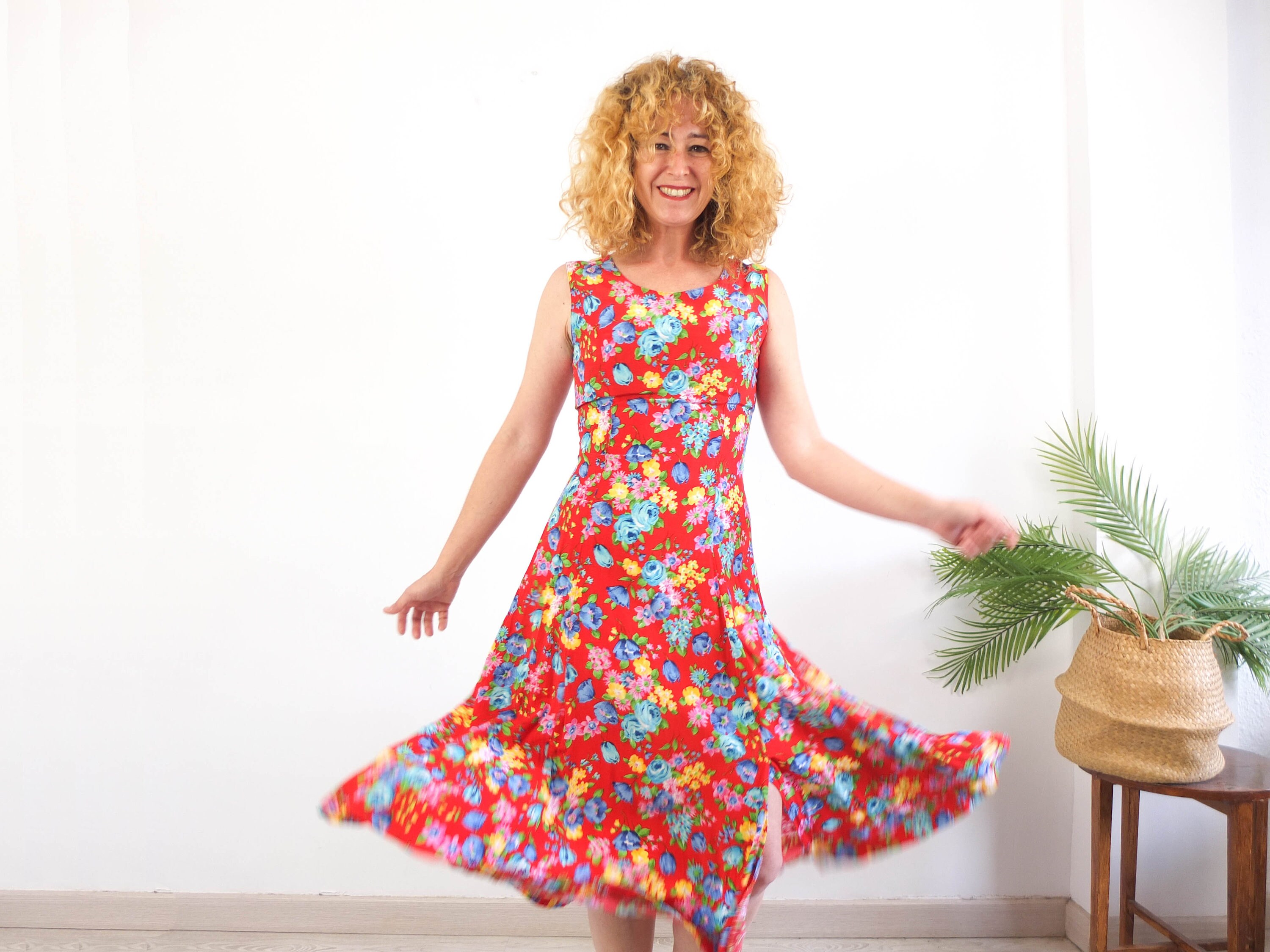 Vintage 90s Floral Sleeveless Maxi Dress, 90s Grunge Long