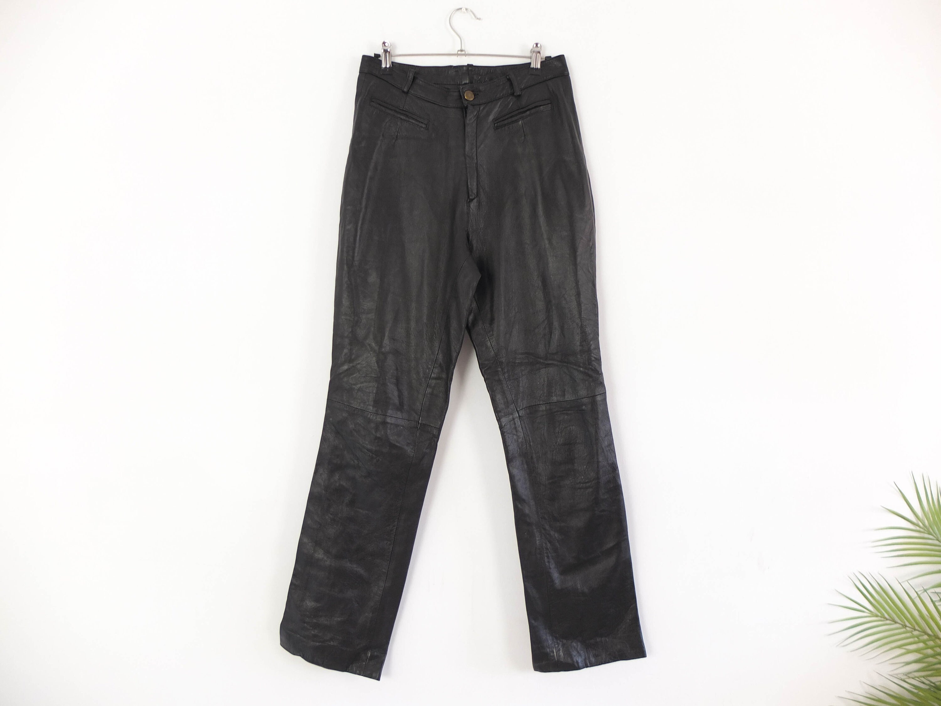 Vintage 80s Black Leather Pants, Vintage High Waist Leather Vintage 80s Black Leather Pants, Vintage High Waist Leather