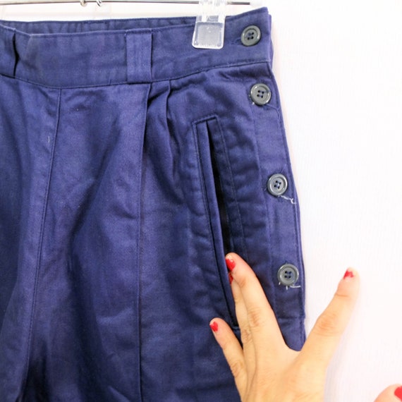 Vintage 80s navy blue cotton trousers, 80s stirru… - image 9