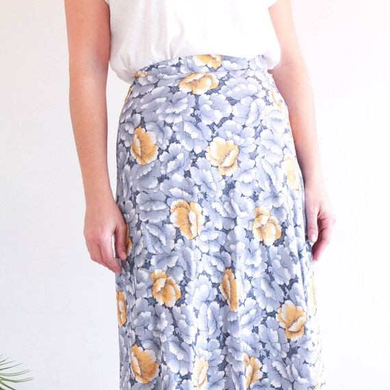 Vintage preppy floral a line skirt, Summer high w… - image 5