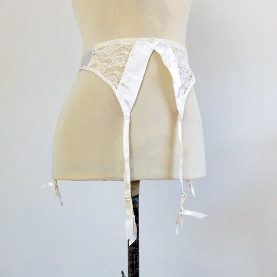 Vintage Victoria Secret lace garter belt, White s… - image 1