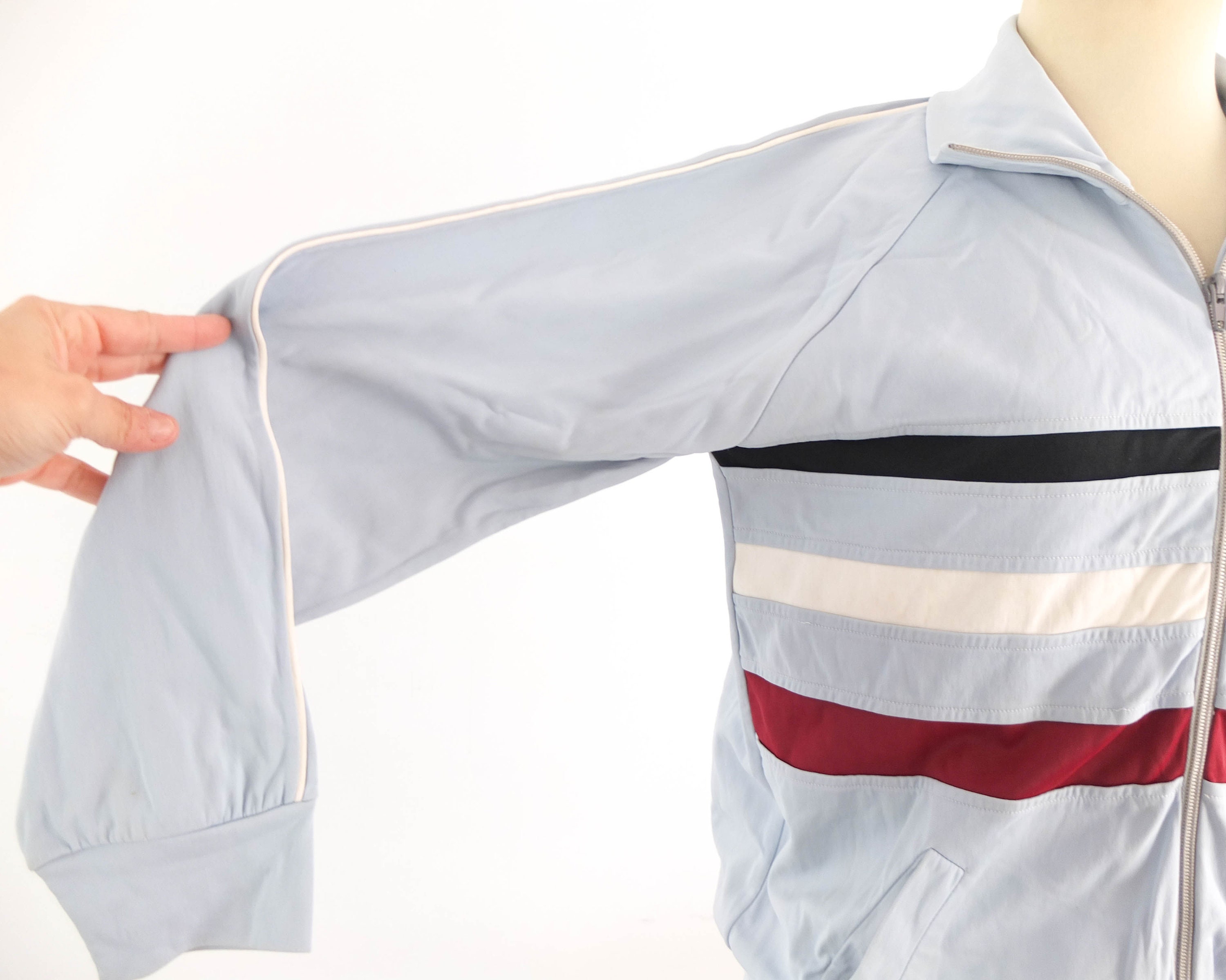Vintage 80s Retro Striped Track Jacket, Vintage Color Block