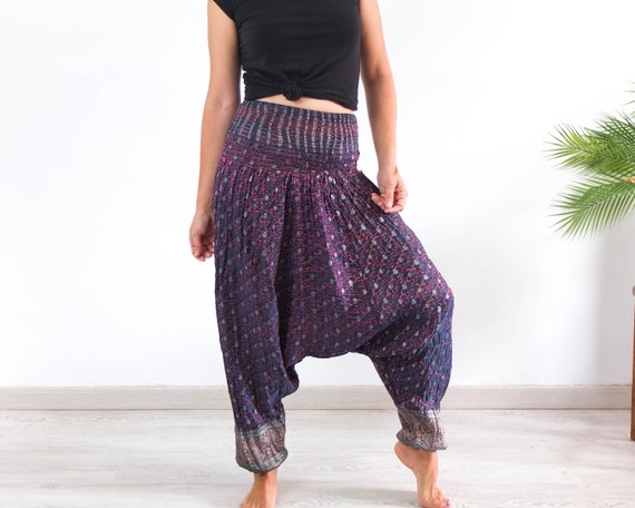 Pantaloni harem indiani vintage, pantaloni larghi boho vintage, pantaloni  hippie anni '90 con ricami, pantaloni yoga vintage, pantaloni etnici Boho,  taglia unica - Etsy Italia