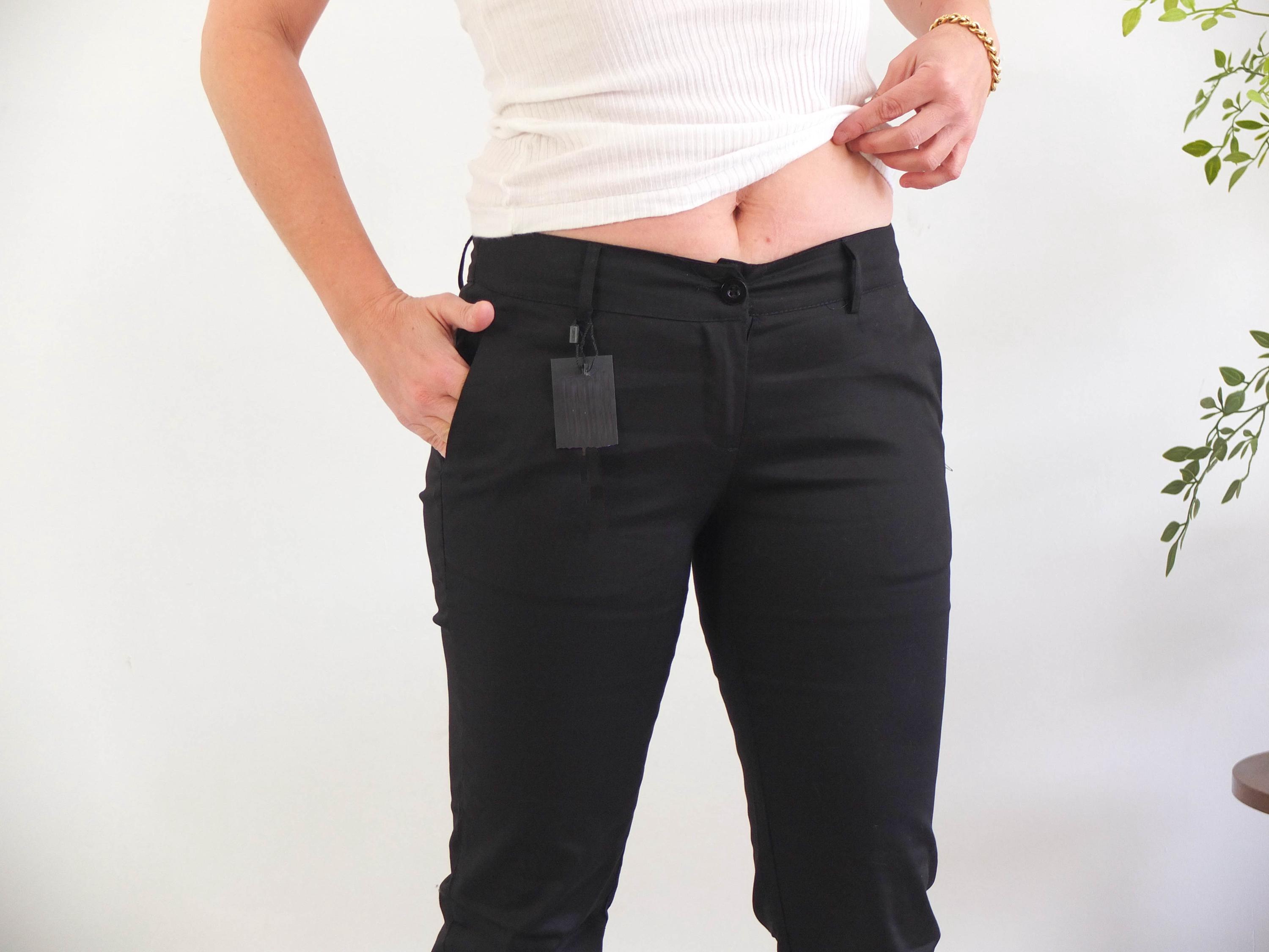 Vintage 00's 90's Y2K Black Low Waist Trousers, 1990s Low Rise