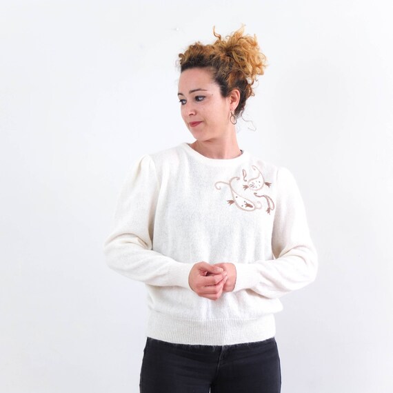 Vintage 80s white mohair sweater by Escada, 80s f… - image 3