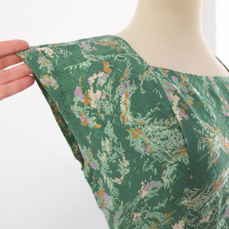 Conjunto vintage de los años 80 con vestido y chaqueta floral, conjunto de dos piezas de vestido de verano con chaqueta ligera de los años 80, traje de cárdigan a juego de los años 80 XL 2XL imagen 8