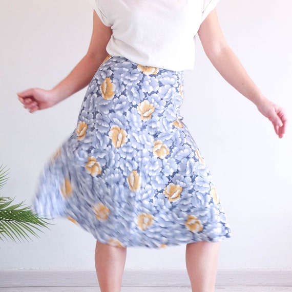 Vintage preppy floral a line skirt, Summer high w… - image 3