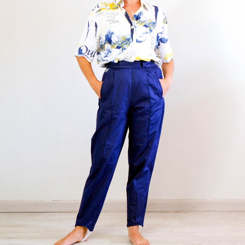 Pantalones vintage de algodón azul marino de los años 80 | Etsy México