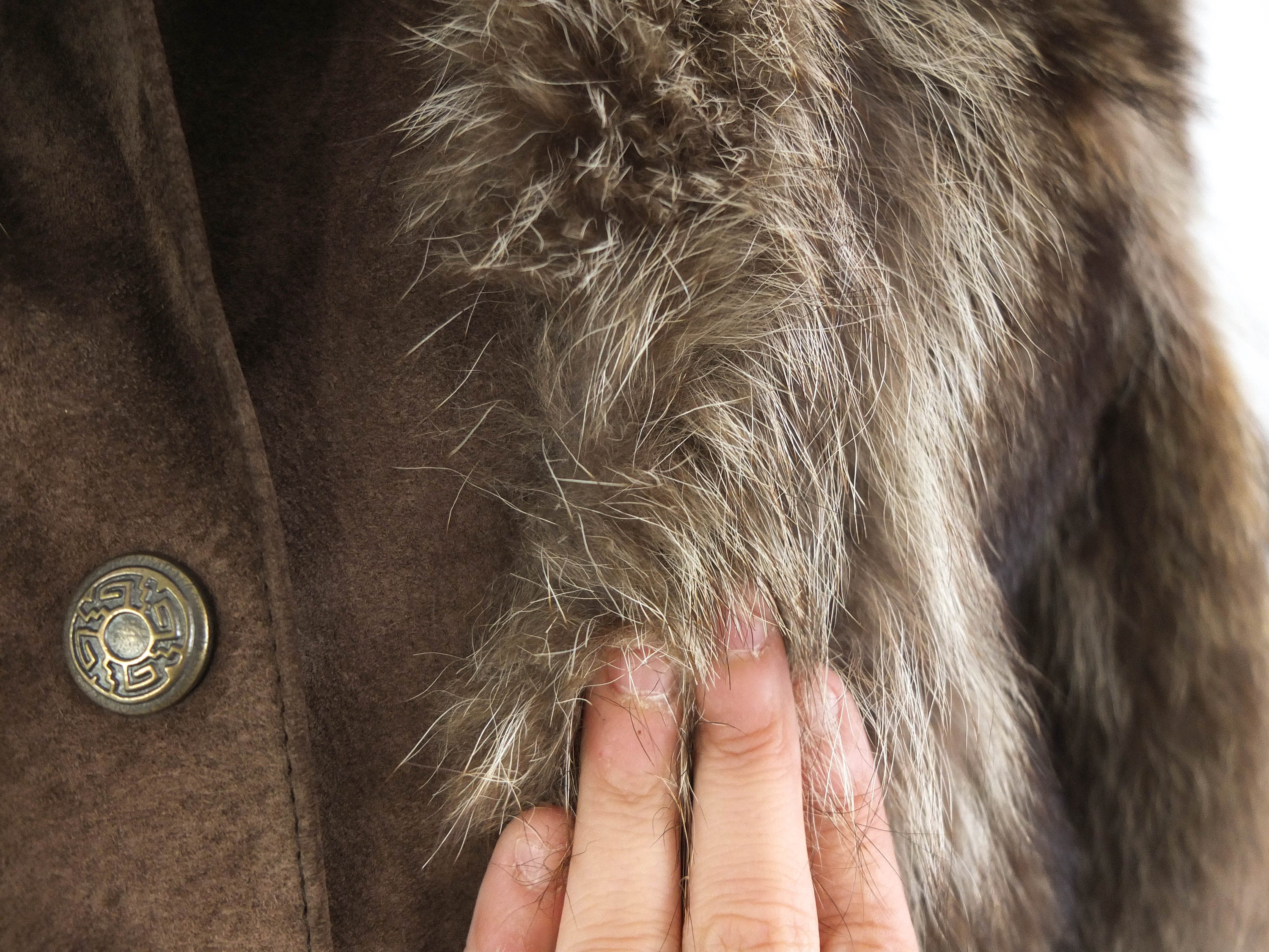 ヴィンテージ80年代本革＆ファーコートレディース、80年代オーバー