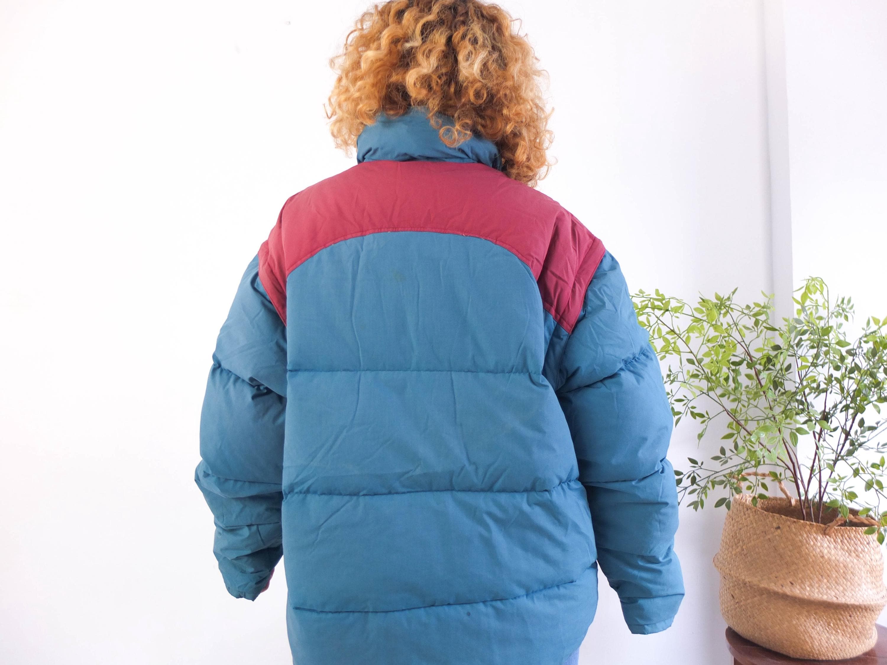 Vintage 90s Color Block Puffer Jacket, 1990s Retro Ski Puffer 