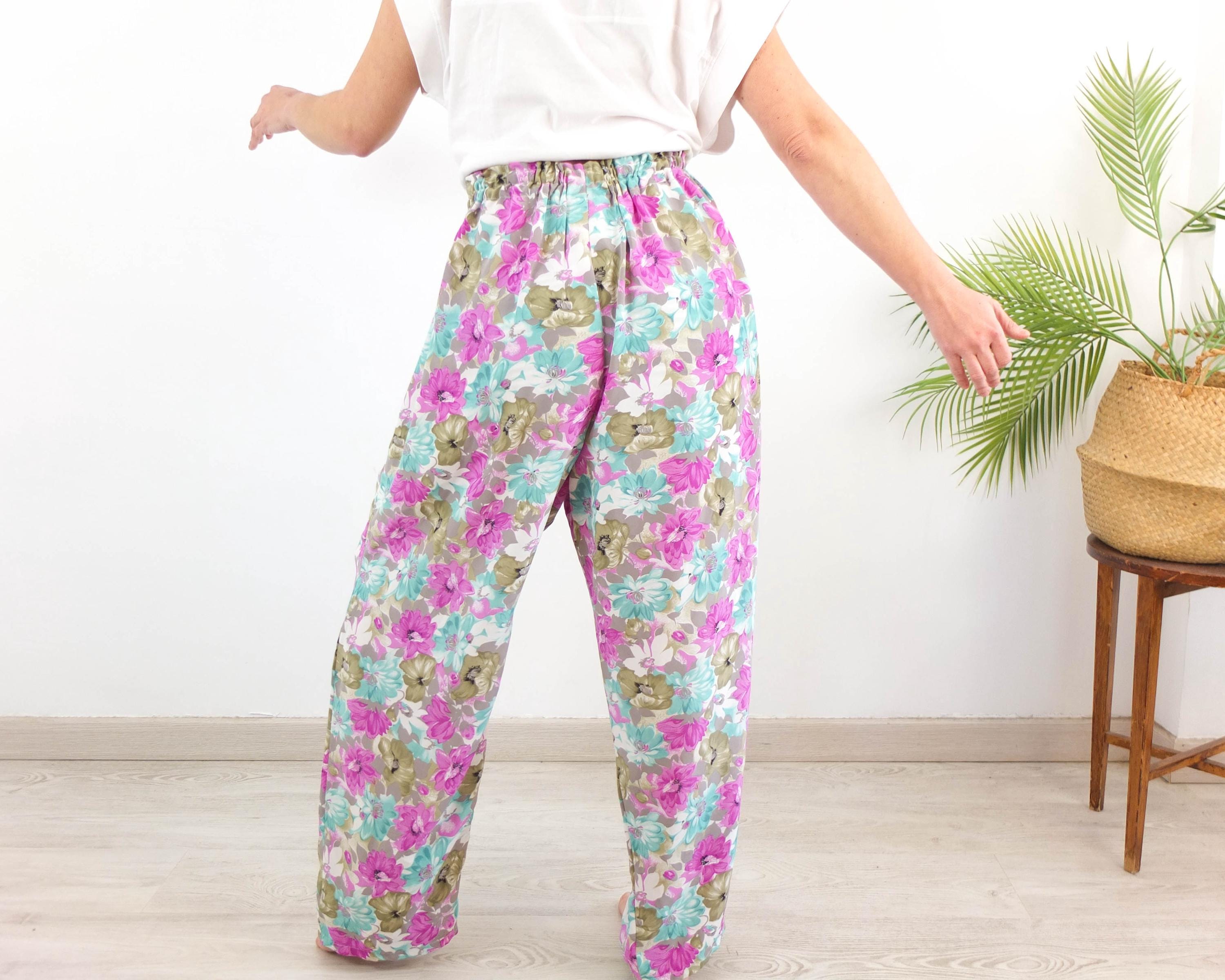 Vintage 90s Floral Wide Leg Pants, 1990s High Rise Retro Floral Vintage 90s Floral Wide Leg Pants, 1990s High Rise Retro Floral