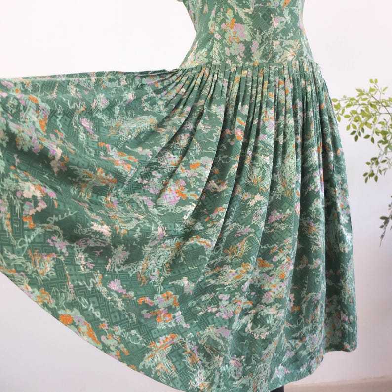 Conjunto vintage de los años 80 con vestido y chaqueta floral, conjunto de dos piezas de vestido de verano con chaqueta ligera de los años 80, traje de cárdigan a juego de los años 80 XL 2XL imagen 10