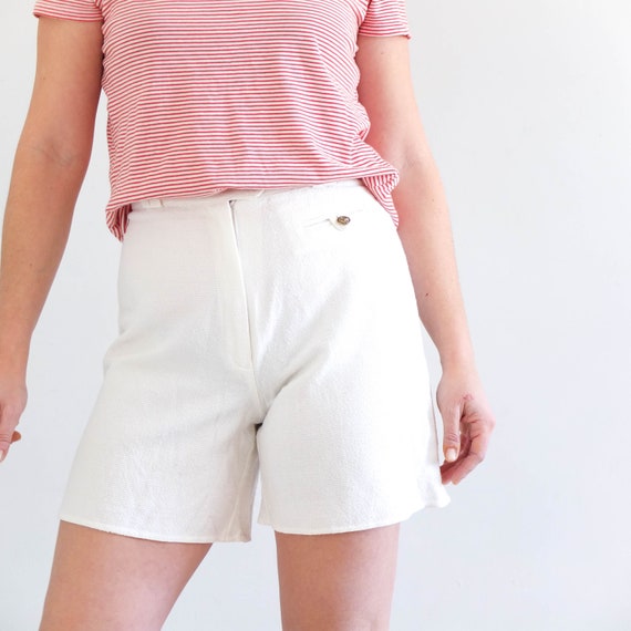 white tailored high waisted shorts