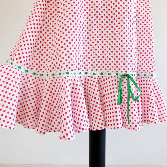 Vintage 70s folk dress with ruffled, Vintage peas… - image 10