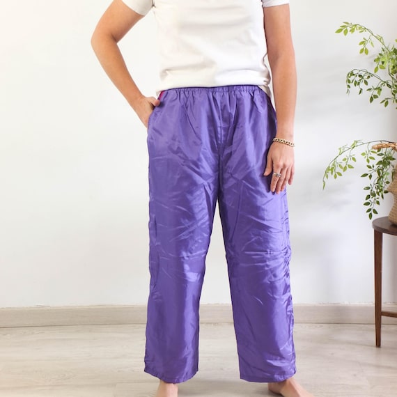 パンツ 90s  track pants Vintage 90s Purple Windbreaker Pants, 1990s Streetwear Track Pants