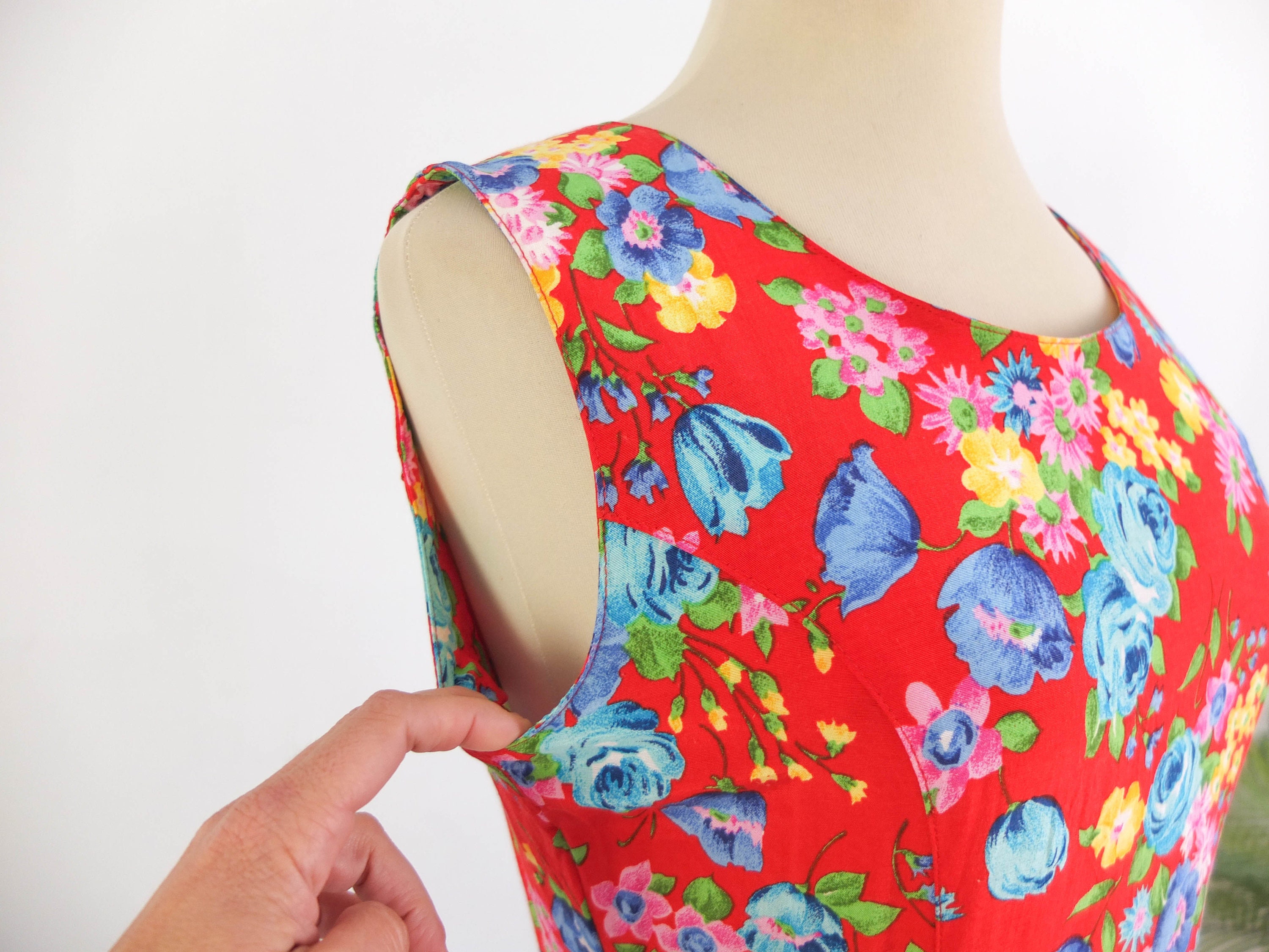 Vintage 90s Floral Sleeveless Maxi Dress, 90s Grunge Long