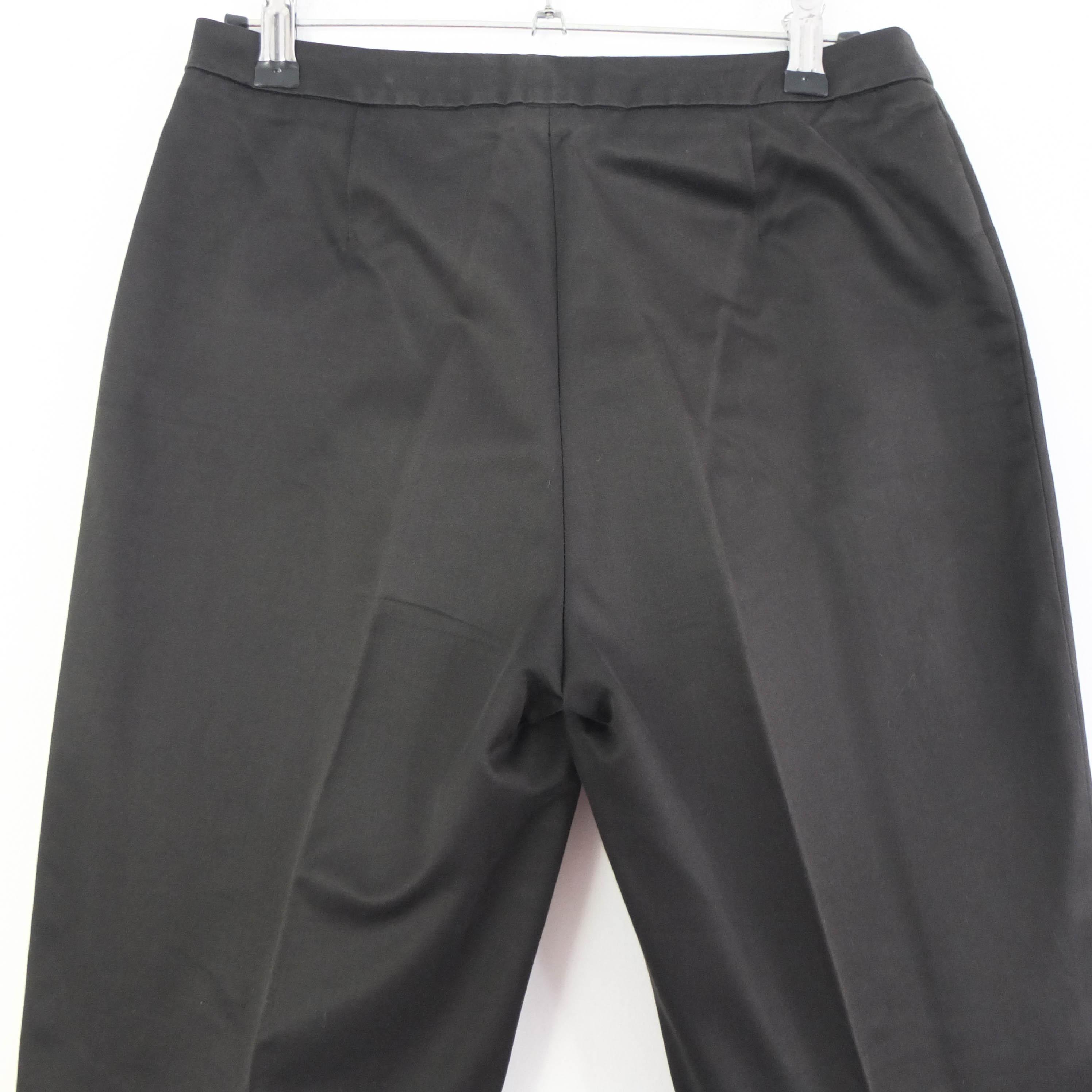 Vintage 90s Black Wide Slacks M, 90s Minimal Straight Leg Trousers