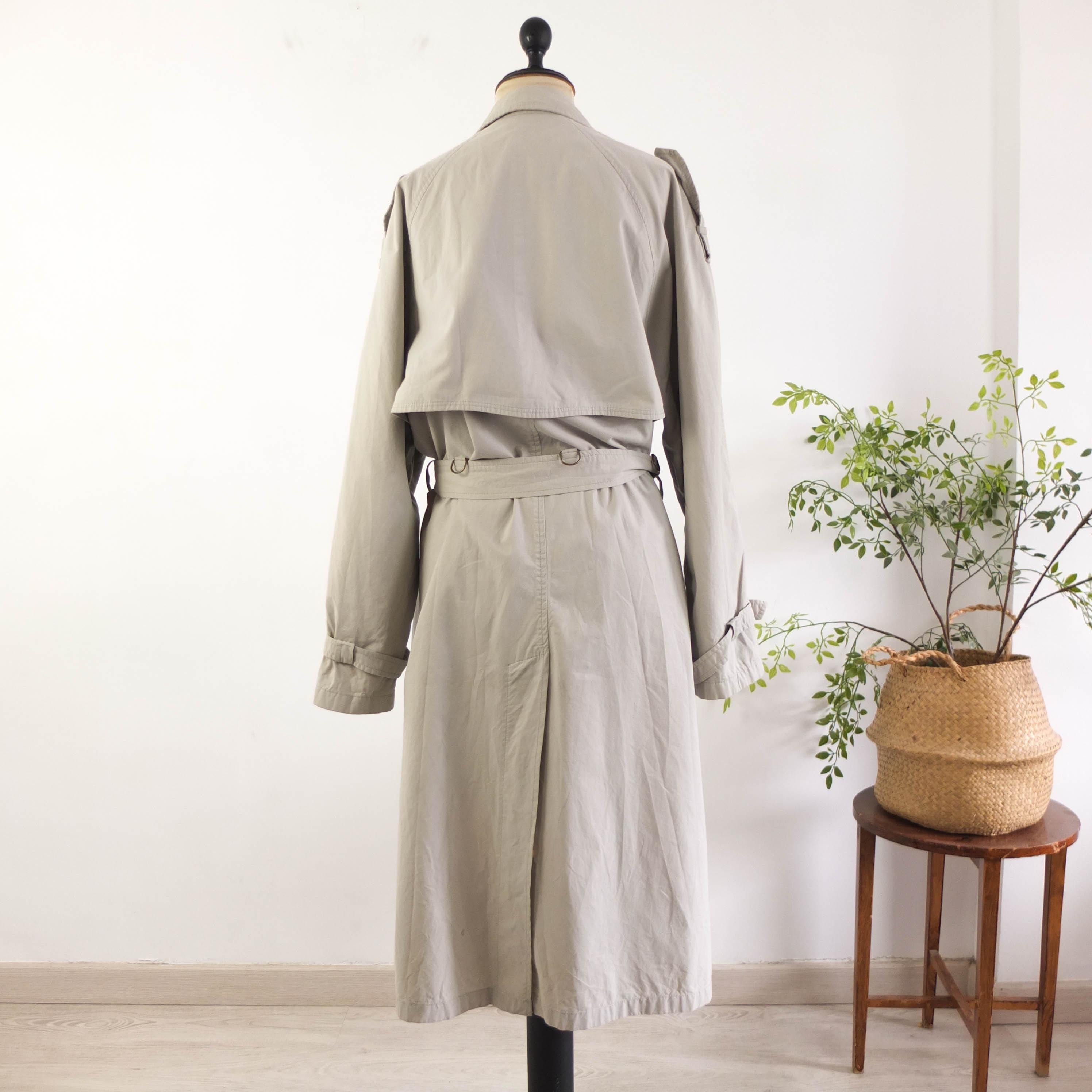 Vintage 90s Khaki Long Trench Coat, 1990s Casual Classic Trench
