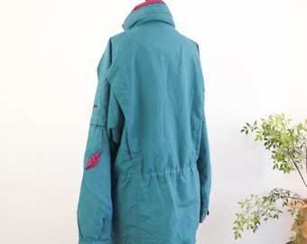 Vintage Green Retro Windbreaker Parka With Lining, 90s Oversized