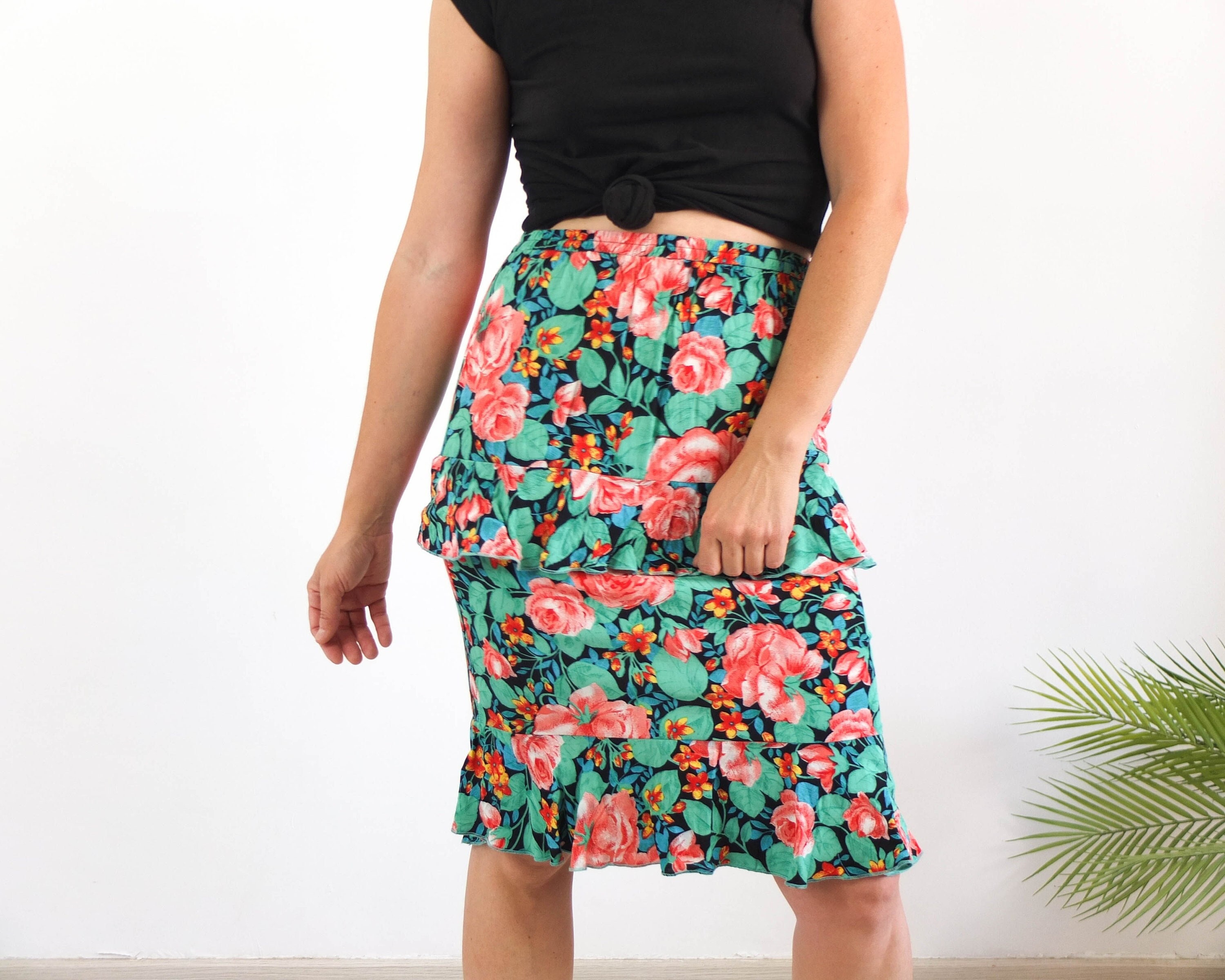 Ruffle Pencil Skirt - Etsy