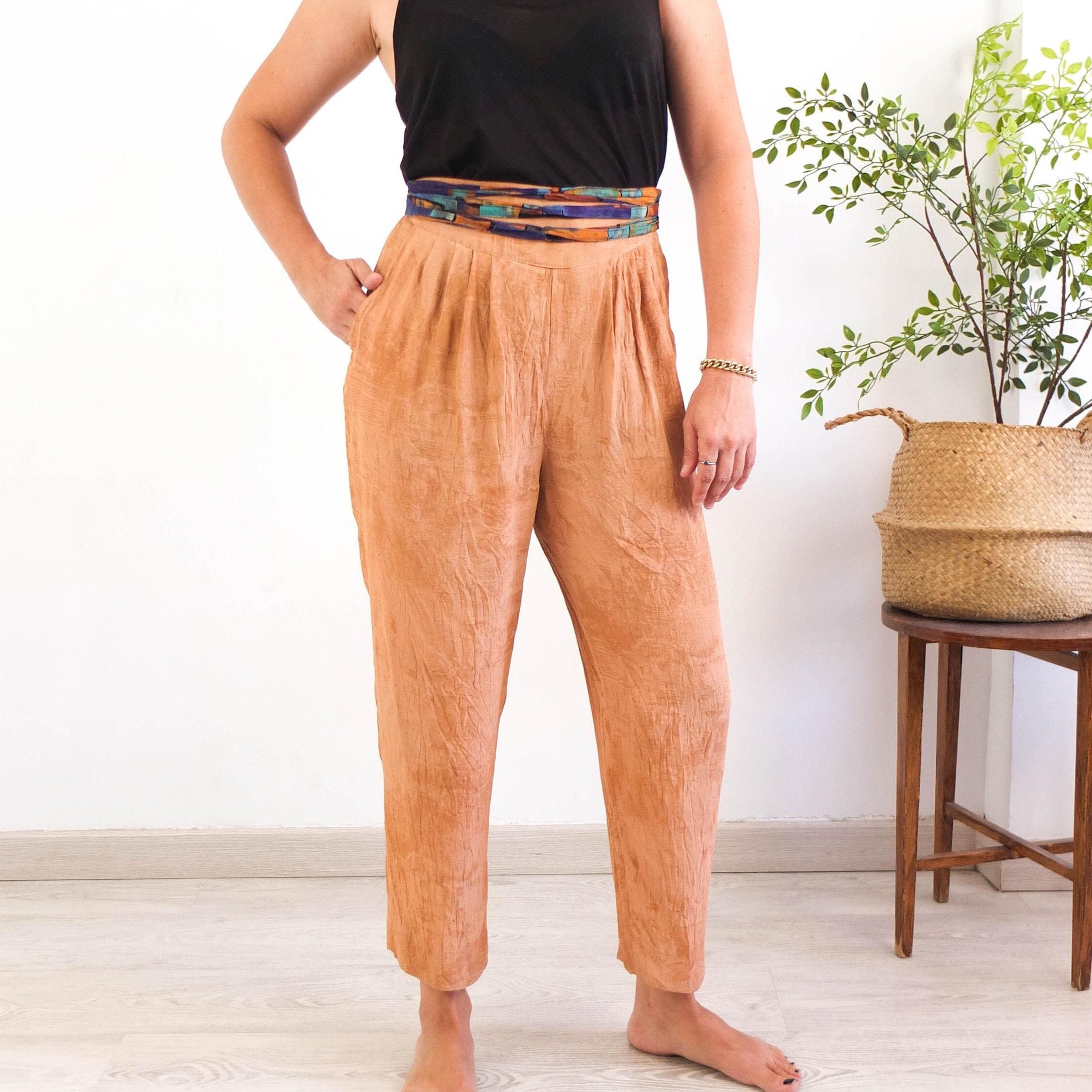 Vintage 80s Bohemian Baggy Pants, Boho Pleated Harem Pants