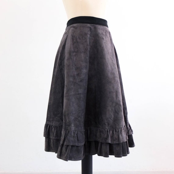 Vintage 80s plus size black leather skirt, Vintag… - image 5