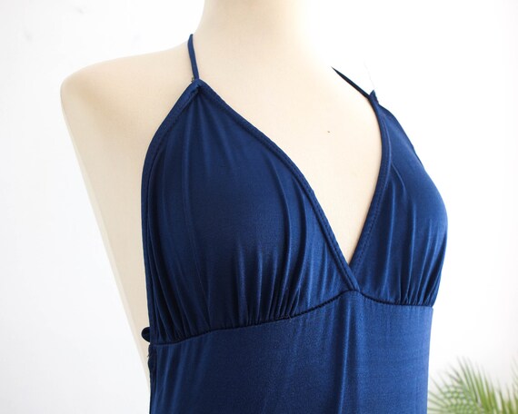 Vintage 80s navy blue one piece swimsuit, 80s wom… - image 4