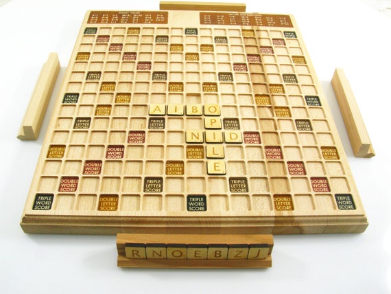 Scrabble Wood Scrabble Board Handmade Scrabble Game Art Etsy