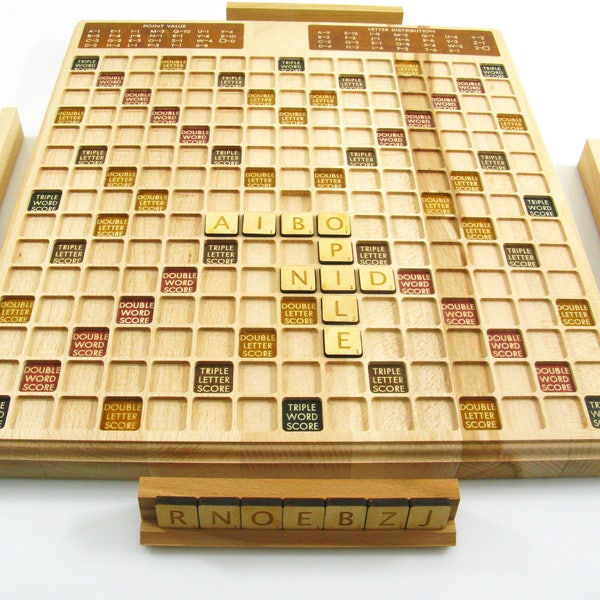 Wooden Scrabble in your language German French Spanish Dutch Hungarian Scrabble wood Scrabble Board handmade Scrabble Game Art Scrabble