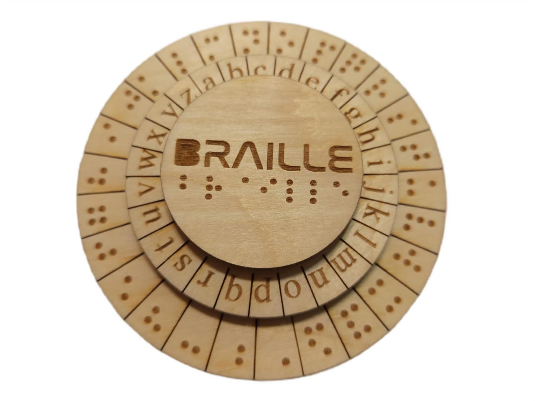 2-piece hide and seek cipher decoder ring for escape... Wooden Braille Cipher Wheel, Escape Room Prop, Rotating Decoder Ring ...